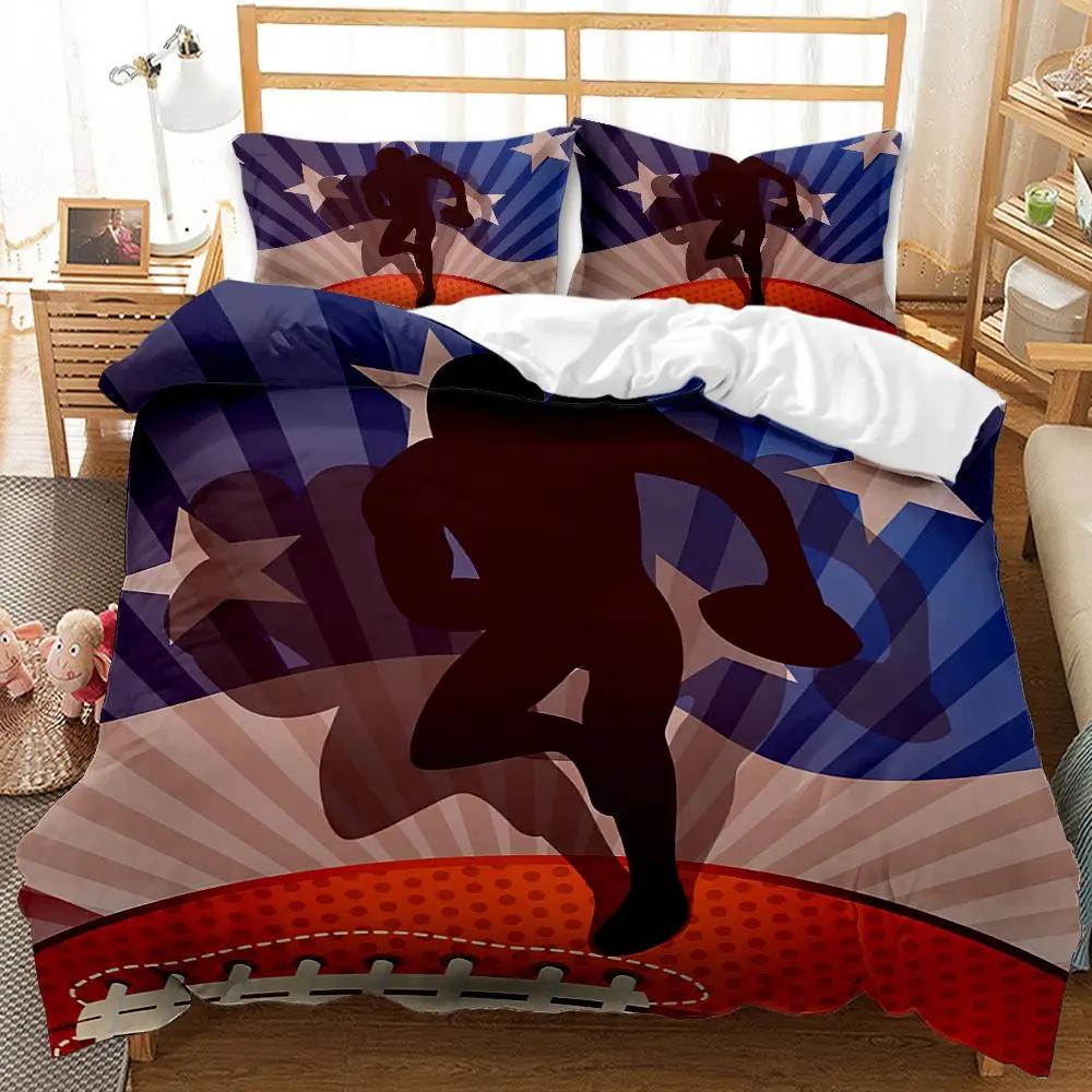 Football Duvet Cover Set Football with Fire Youth Sports Teens Bedding Set Football Double Queen King Size Polyester Qulit Cover