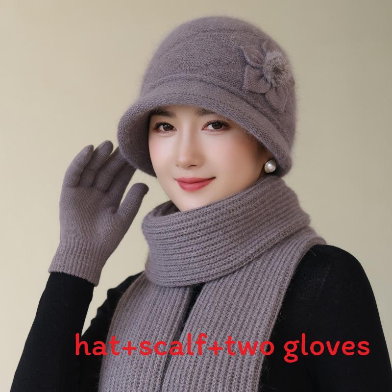 Winter Knitted Hat For Middleaged Women With Cozy Wool Blend Material хаки