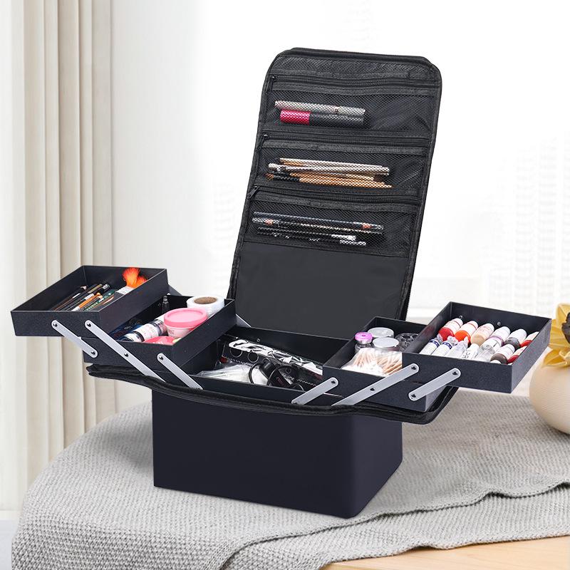 Portable Embroidered Makeup Handbag & Cosmetic Storage colore rosso rosa