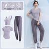 Women's Spring/Summer Yoga Suit Set - Short Sleeve Activewear for Outdoor Runs, Pilates, and Fitness Training