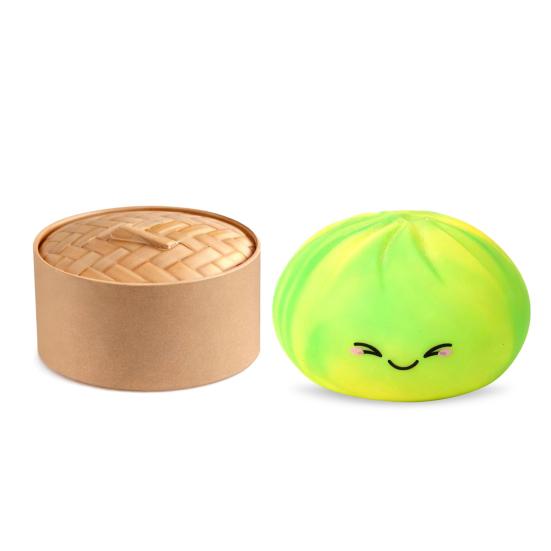 Smiling Steamed Bun Stress Ball Anti-Anxiety Cartoon Dumpling Squeeze Toy Soft Simulated Dough Ball Fidget Sensory Toy