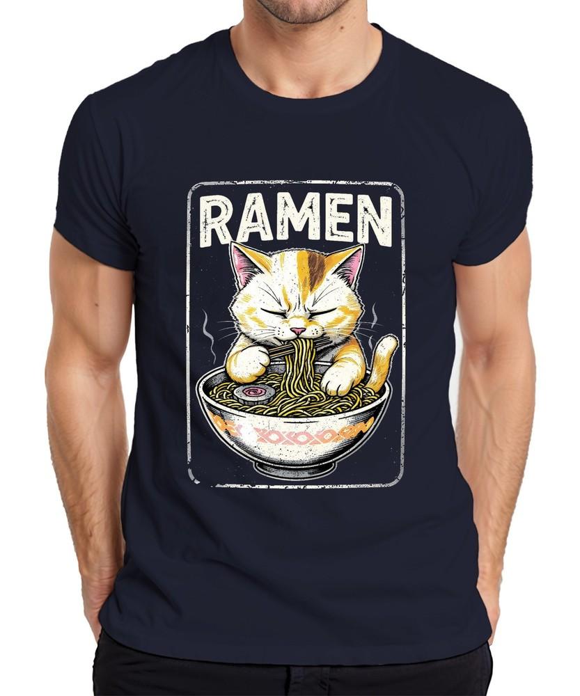 Raunisex Cat Noodle Japanese Kawaii Funny Food Gift Retro Unisexs Tshirt S