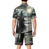Men's Short Sleeve Pajama Set Button Down Shirt with Curved Hem and Matching Shorts Soft Casual Lounge Sleepwear S To XXXXL