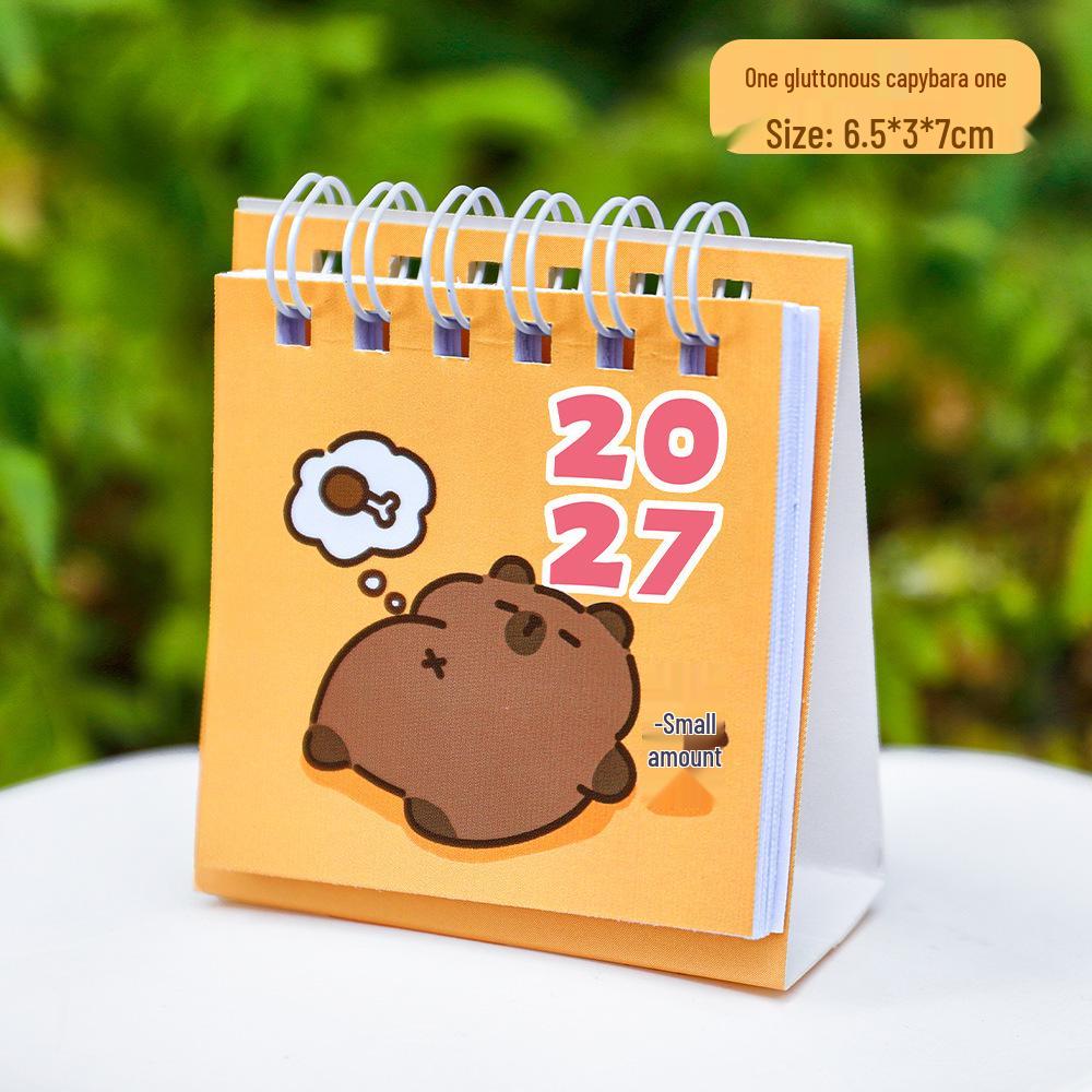 Capybara 2027 Student Desk Calendar Ornament - Cute Mini Capybara Check-in Plan