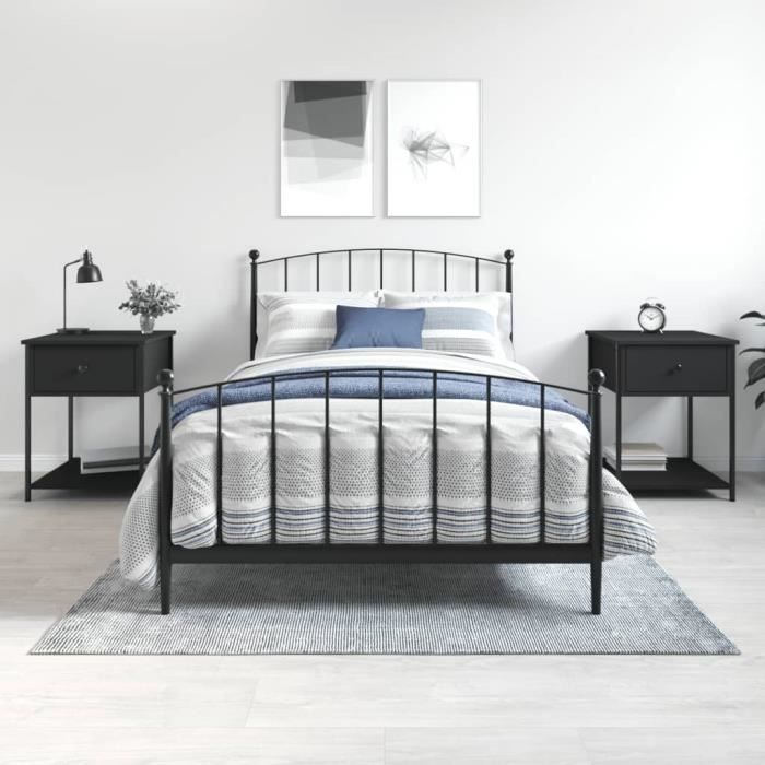 VidaXL Tables de chevet 2 pcs noir 44x45x58 cm bois d’ingénierie 825844