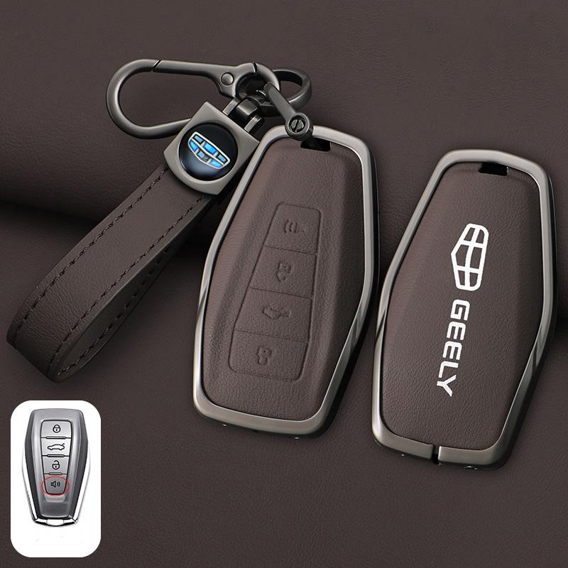 Zinc Alloy Leather Car Key Case Cover Shell For Geely Okavango Coolray Atlas Monjaro Tugella Emgrand Gt S Proton X50 X70 Keychai