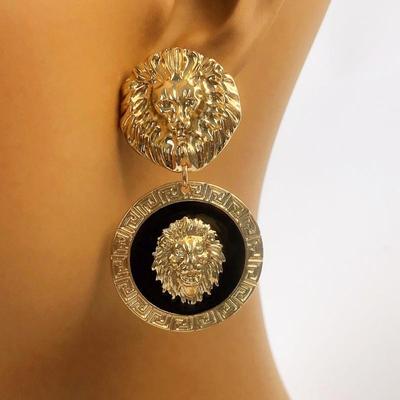 Übertriebene Textur Löwenkopf Ohrringe Mode einfache Trend Tropf Emaille Ohrringe für Frauen Schmuck