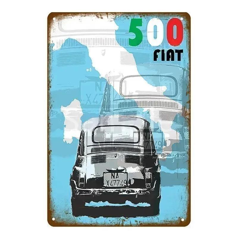 

Classic Fiat 500 Vintage Metal Tin Signs Metal Poster Wall Art Decor Poster Cafe Bar Pub Home Wall Decor Car Metal Art Poster 30x40cm(11.8x15.7inch)