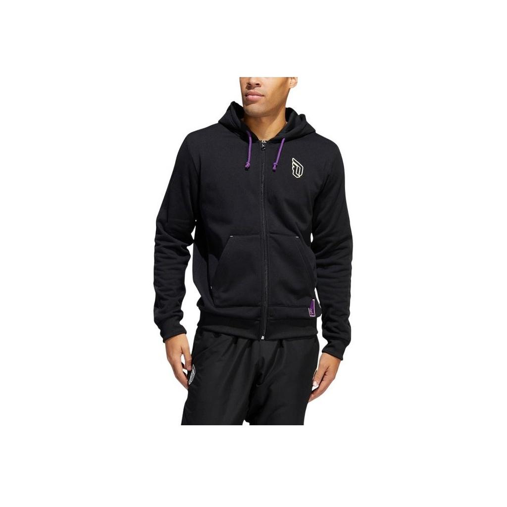 Adidas Adjustable Drawstring Hooded Regular Fit Sports Jacket Men Outerwear Black HG2130