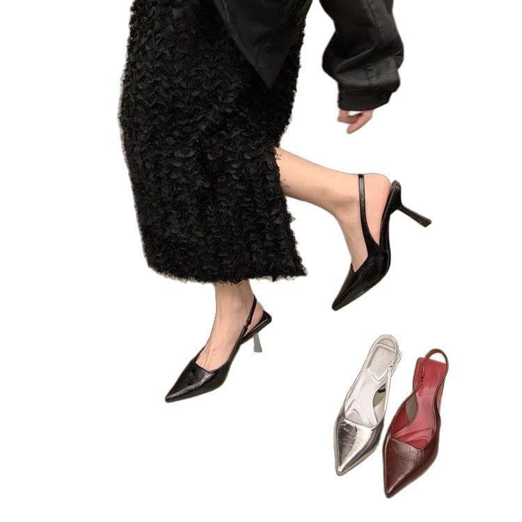 New 2025 Summer Pointed Thin Heel Leopard Print Single Shoes Fashion Versatile Low Heel Sandals