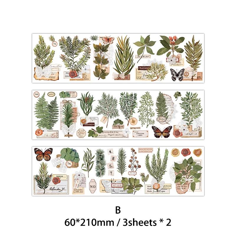 Journamm 6pcs/pack Vintage Plant Sticker Scrapbooking Materials DIY CUT Decor Junk Journal Planner Aesthetics Sticker Stationery