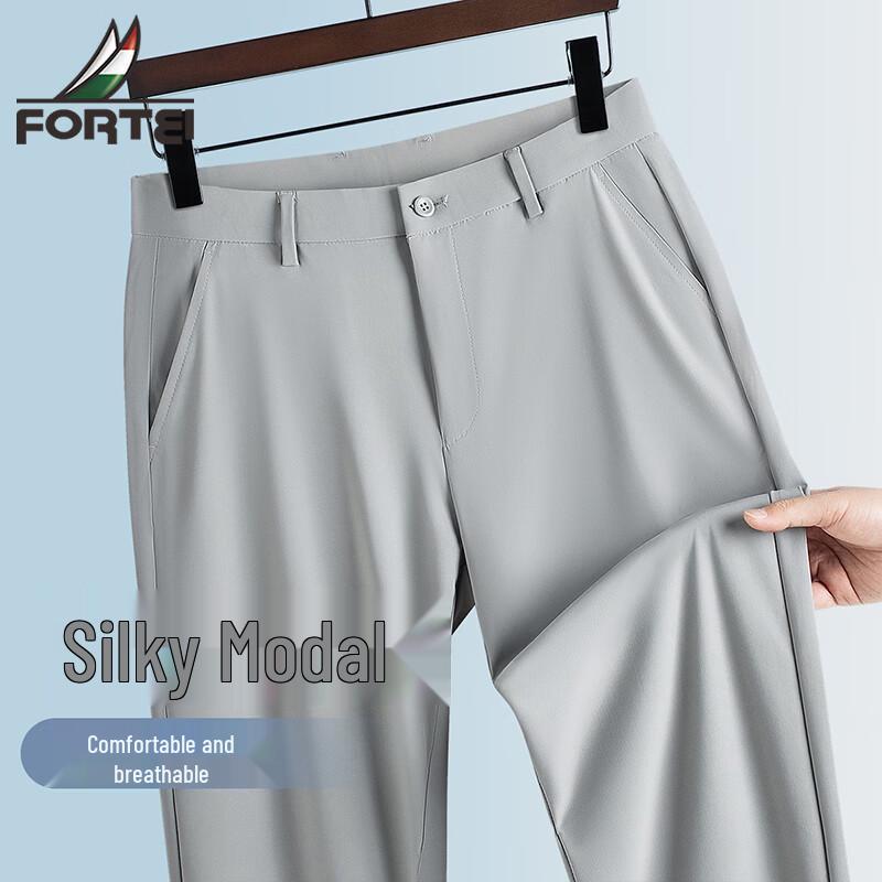 

Futing Men s Summer Four-Way Stretch Straight Leg Casual Trousers 31