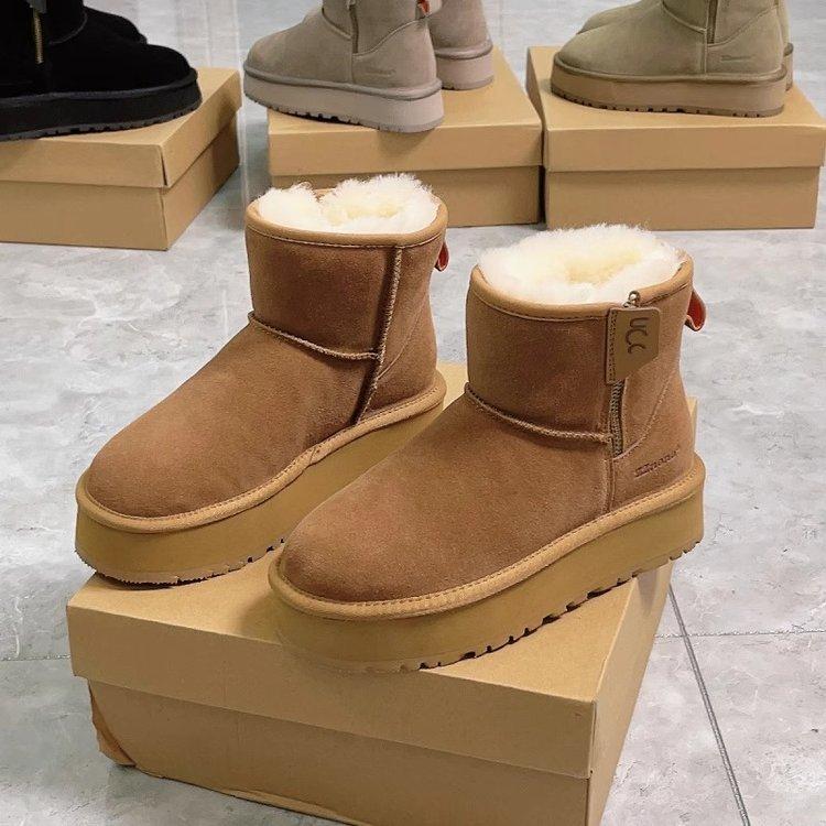 

Женские зимние сапоги с мехом, 2024, зимние новые короткие ботинки на толстой подошве с боковой молнией, утепленные хлопковые ботинки для Северо-Востока 40 малиновый