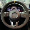 Black Suede Perforated Leather Steering Wheel Cover For Mazda 3 Axela Mazda 6 Atenza Mazda 2 Cx-3 Cx3 Cx-5 Cx5 Scion