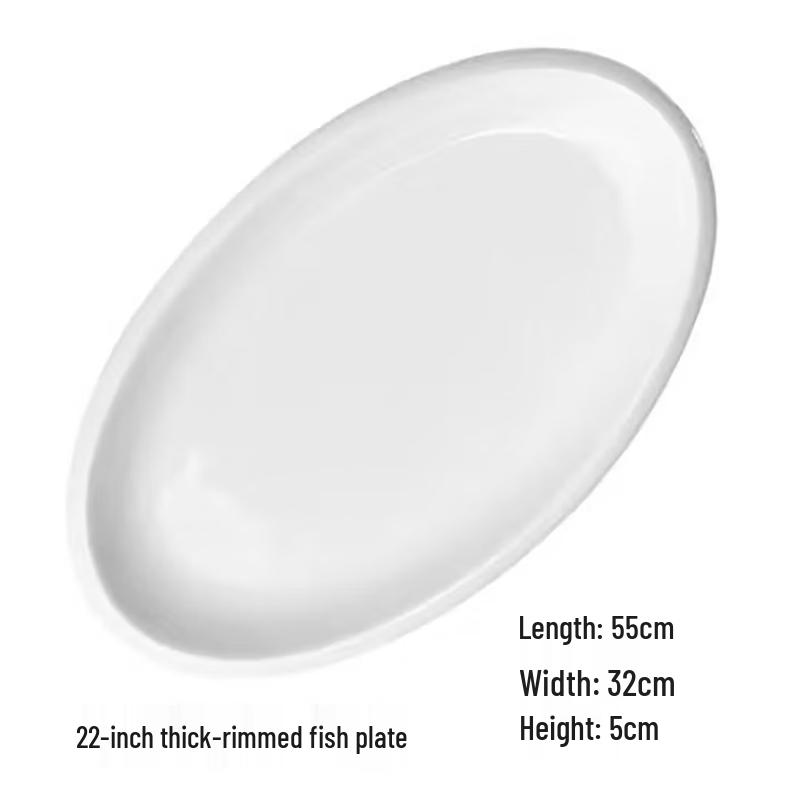 

Thick-Edged Ceramic Oval Fish Plate
