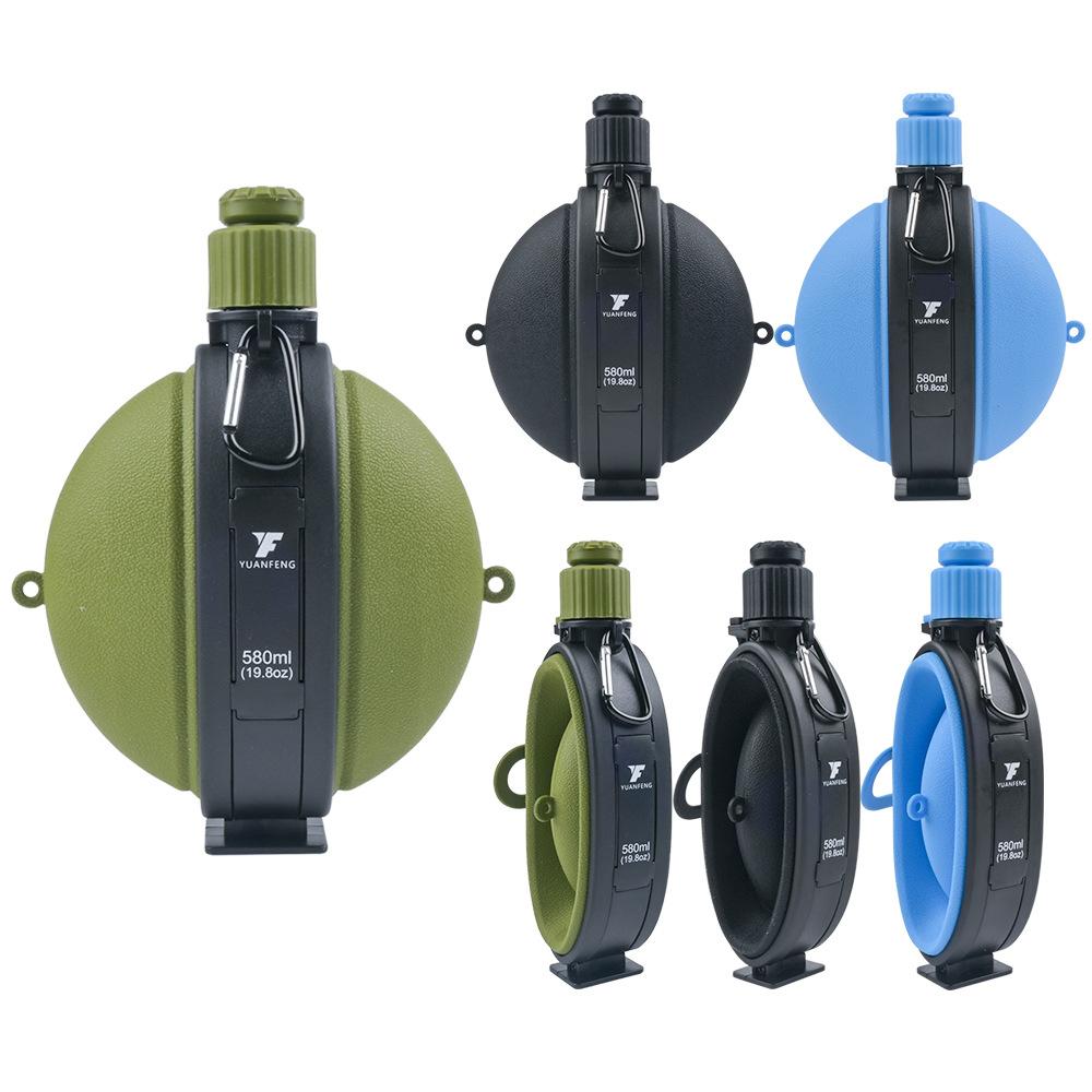 1PCS Foldable Silicone Water Bottle with Compass - Retractable Portable Design for Camping Hiking Outdoor Adventures Leakproof