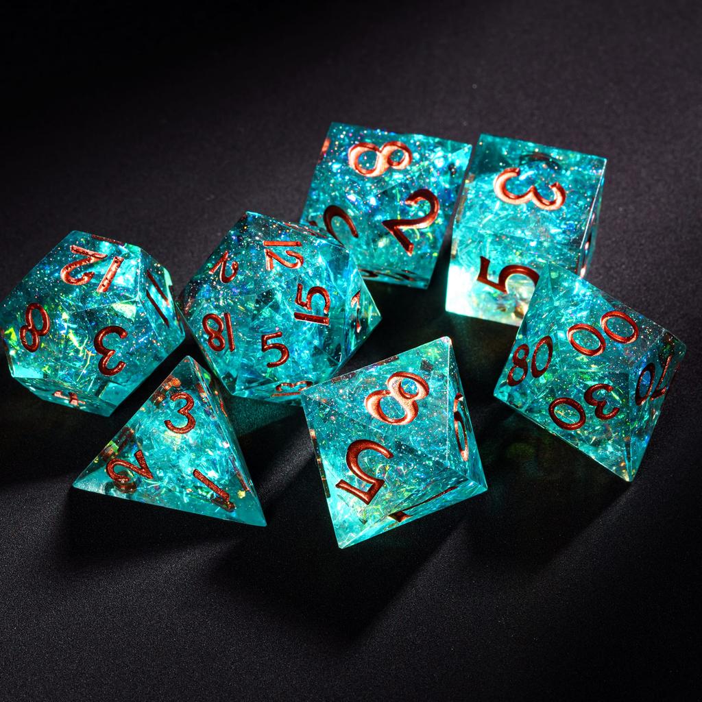 Cusdie Unique DND Dice Sharp Edges D4 D6 D8 D10 D% D12 D20 Polyhedral Dice Set for Dungeons&Dragons Tabletop Role Playing Games