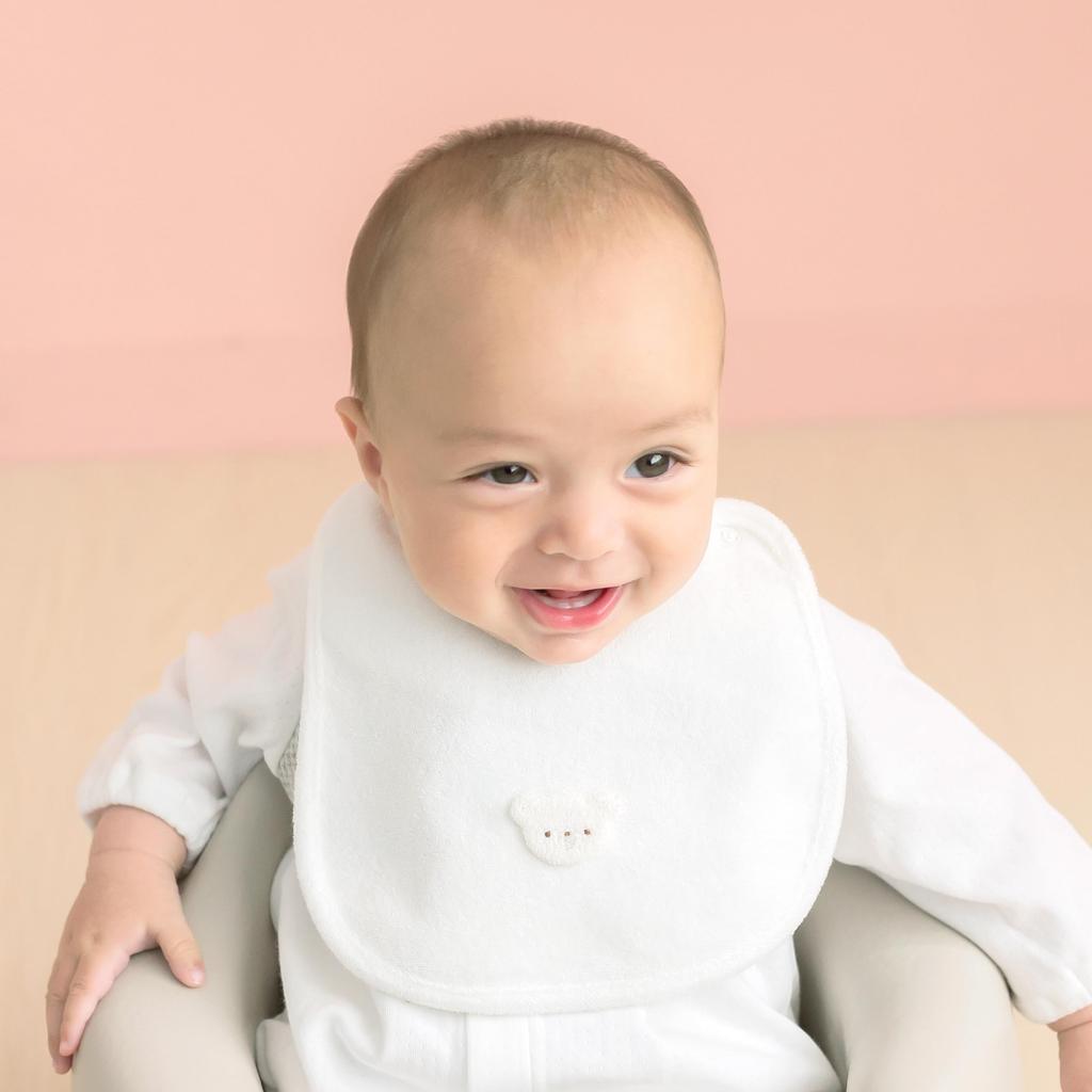 Baby Baby Made in Japan [Baby Castle] Bib, Bear, Off-White,