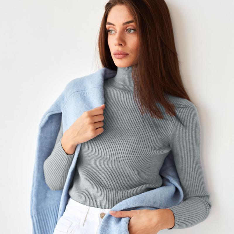 

Женский свитер с высоким воротом осень-зима осень вязаные мягкие пуловеры кашемировые джемперы простые мягкие свитера для женщин one size серый