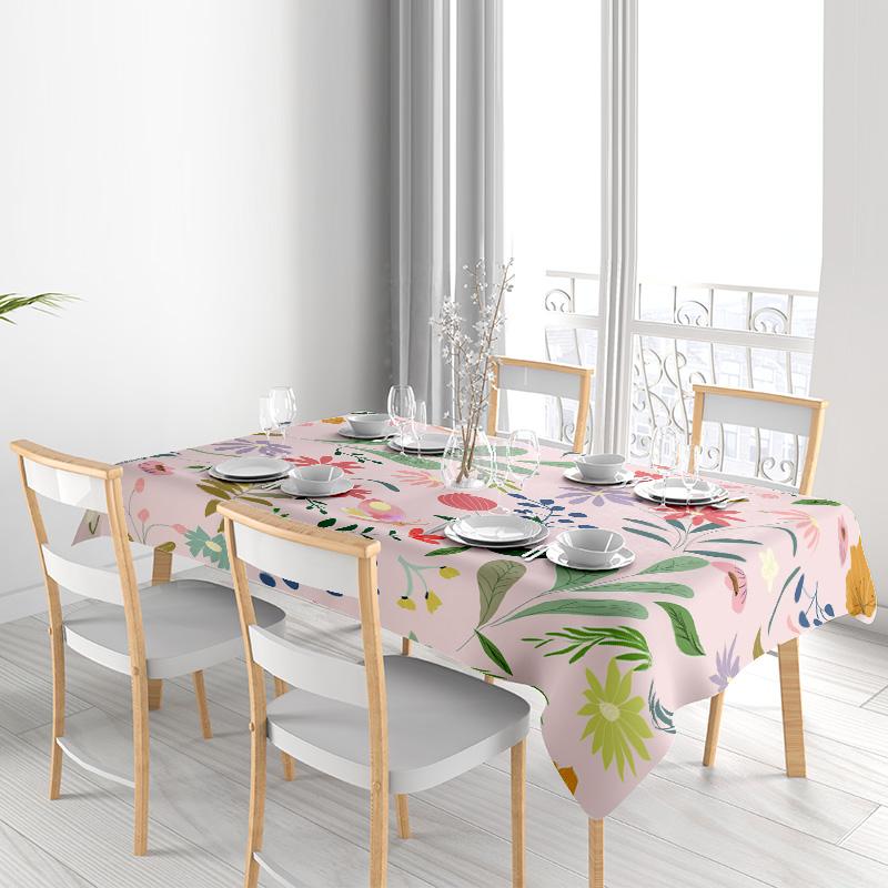 Colorful Floral Tablecloth Rustic Dining Room Decor Washable Reusable Placemats for Kitchen Pink Green Yellow White Blue