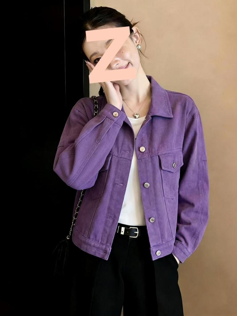 Chic Green Short Denim Jacket for Women - Spring Collection