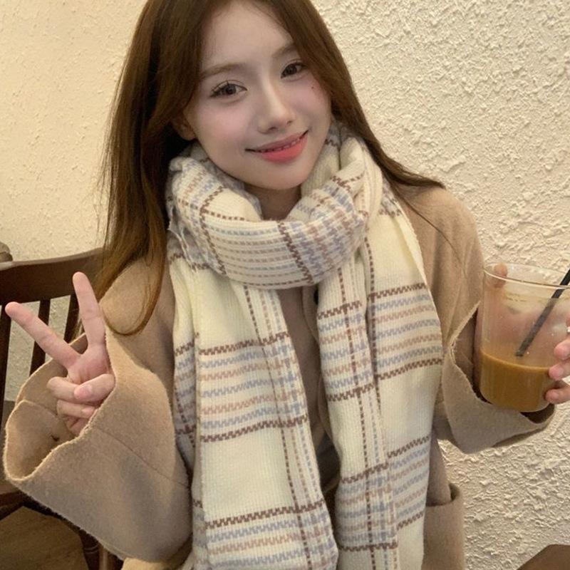 British Style Plaid Scarf Versatile Imitation Cashmere Scarf Shawl Advanced Sense Student Men'S And Women'S Scarf