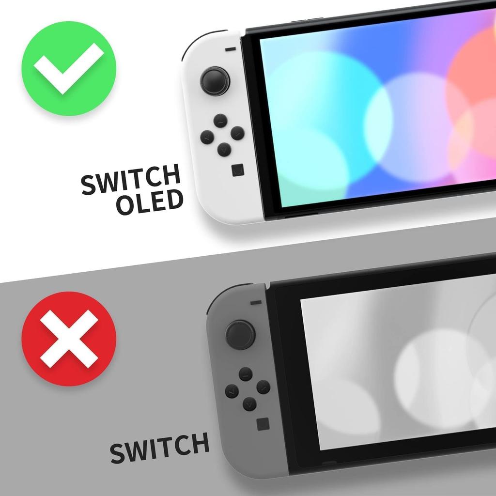 eXtremeRate Switch OLED Clear Backplate PC Back Compatible with Switch Handheld Includes Kickstand and Full Button Set & Stand, Joy-Con Controllers,