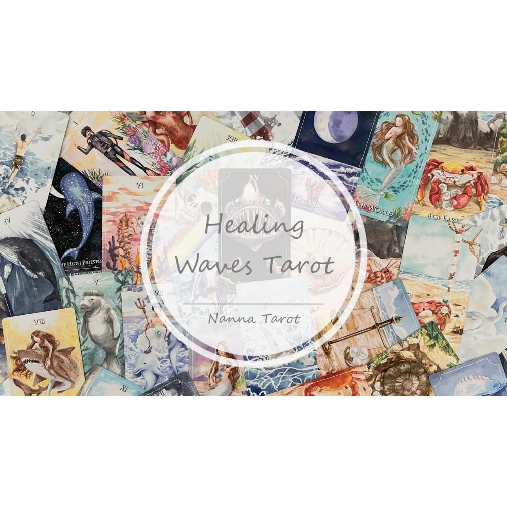 10.3*6cm The Healing Waves Tarot In The Ocean Theme Illustrated with Water Color and Natural Sea Water 78 Pcs Cards