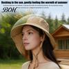 Atmungsaktiver Polyester-Sonnenhut für Damen mit Nackenschutz, breiter Krempe, faltbar, UV-Schutz, Strandhut, für Reisen, Wandern, Pendeln, leichte Sommer-