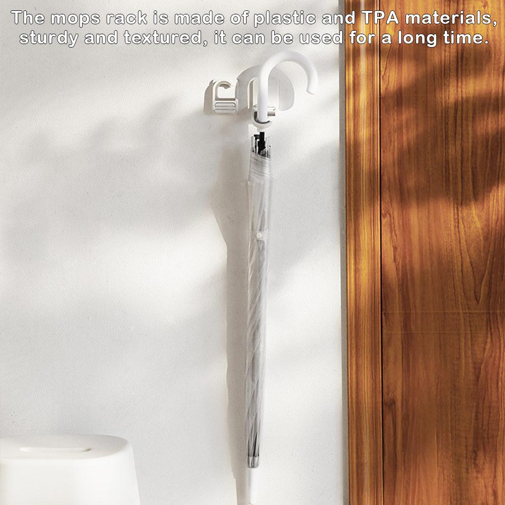 Mops Holder Wall Self Adhesive Cleaning Broom Organizer Removable Rake Hanger Rack Washroom Hanging Brush Pipe Hook Shelf