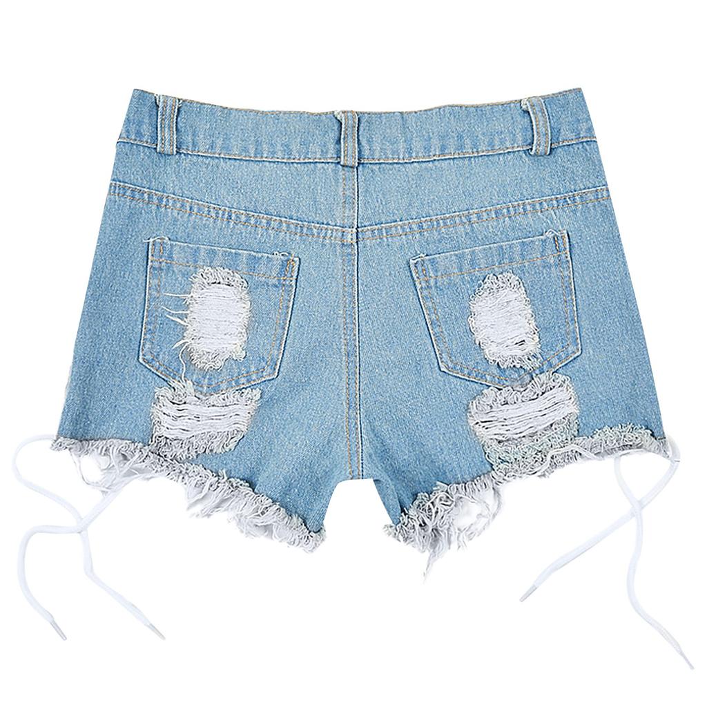 Women's Ripped Denim Shorts Sexy Low Waist Hollow Hot Pants