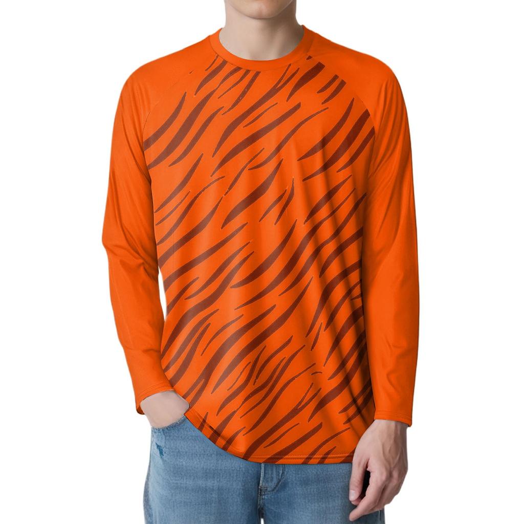 Men's Fashion Printed Raglan Long Sleeve Sports Top