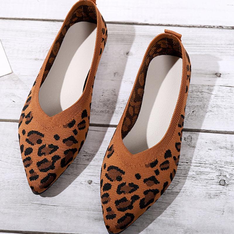 Módní nový trend dámské ploché boty baletní prodyšné pletené špičaté ploché mokasíny smíšené barvy měkké mokasíny Zapatos Mujer dámské tenisky