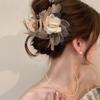 Síťovaný květinový listový drdolový klip: Mori-Style Retro Žraločí vlasový doplněk