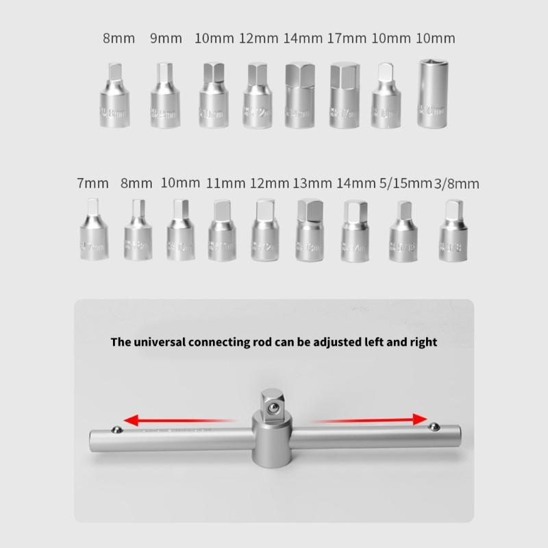 Heavy Duty Car Alloy Steel Socket Wrench Kit For Automotive Maintenance Includes 18 Precise Fit Socket And Storage Case