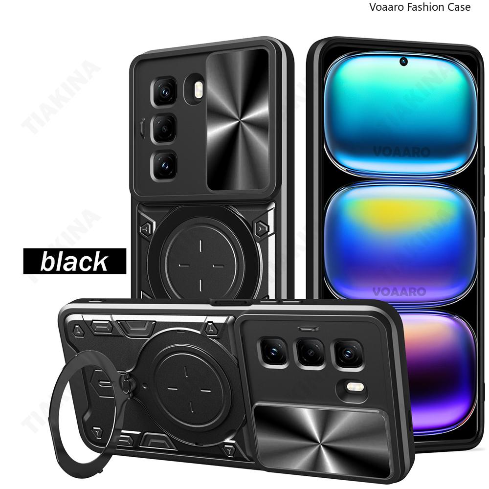 

Чехол-броня для объектива с выдвижной шторкой для Infinix Hot 50 5G, чехол для Infinix Hot 50 Pro Plus 5G, чехол с магнитной вращающейся кольцевой подставкой-держателем for Hot 50 4G чёрный