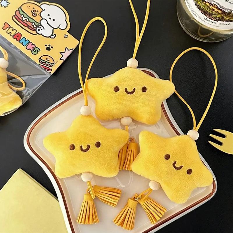Cartoon Plush Star Pendant Gift Hangings Ornament Yellow Plush Hangings Bag Accessories Bag Pendnat Car Keys Accessories