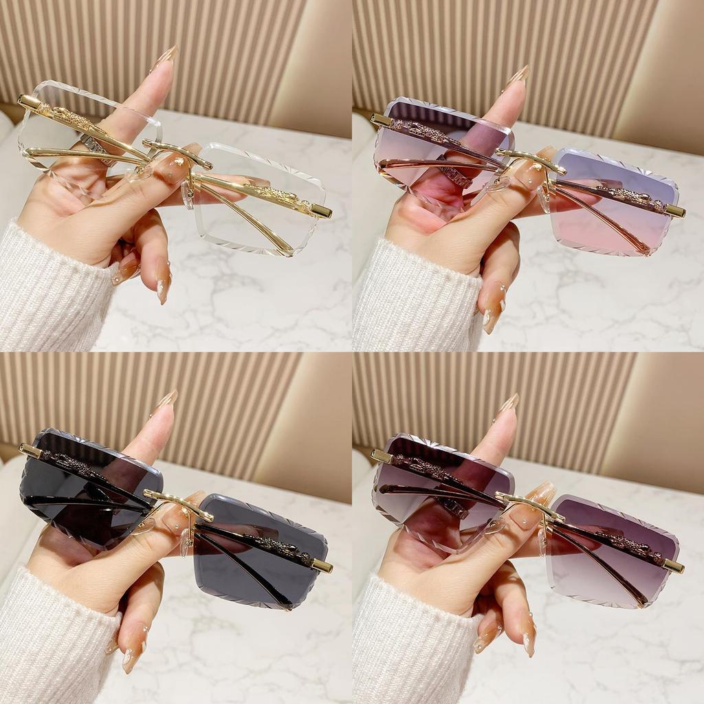 Cheetah Style Unisex Frameless Square Sunglasses With Uv400 Protection For Travel And Fashion