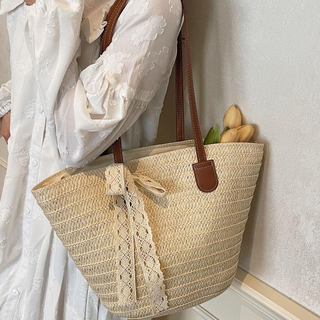 Woven Bag Women's Large Capacity 2026 Spring New Beach Vacation Commuter Tote Versatile Shoulder Underarm Bag Women