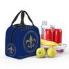 Custom Fleur-De-Lys Gold And Royal Blue Lunch Bag Men Women Cooler Thermal Insulated Lunch Box for Children School