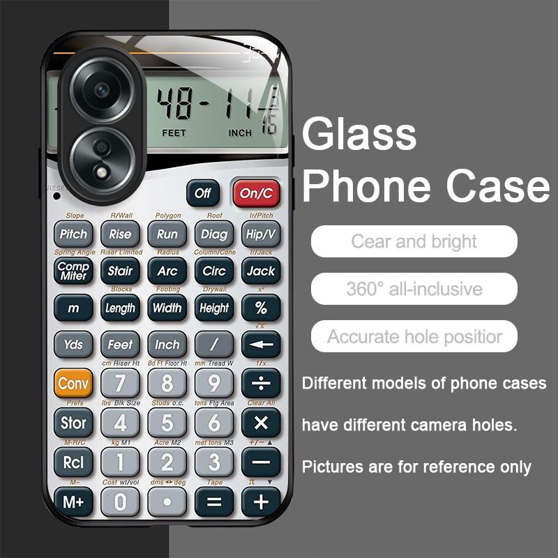 Funny Digital Calculator Pattern Tempered Glass Phone Case for OPPO Realme 13 Pro Plus 12 11 10 9i C55 X7 GT Neo 2 3T Hard Cover
