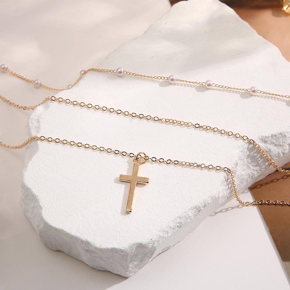 iF ME Cross Pendant Necklace for Women Charms Fashion Bohemia Gold Color Clavicle Chain Female Vintage Jewelry Trendy Gifts