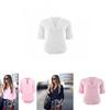 Polyester V Neck Button Front Womens Casual Shirt For Office And Spring Wear