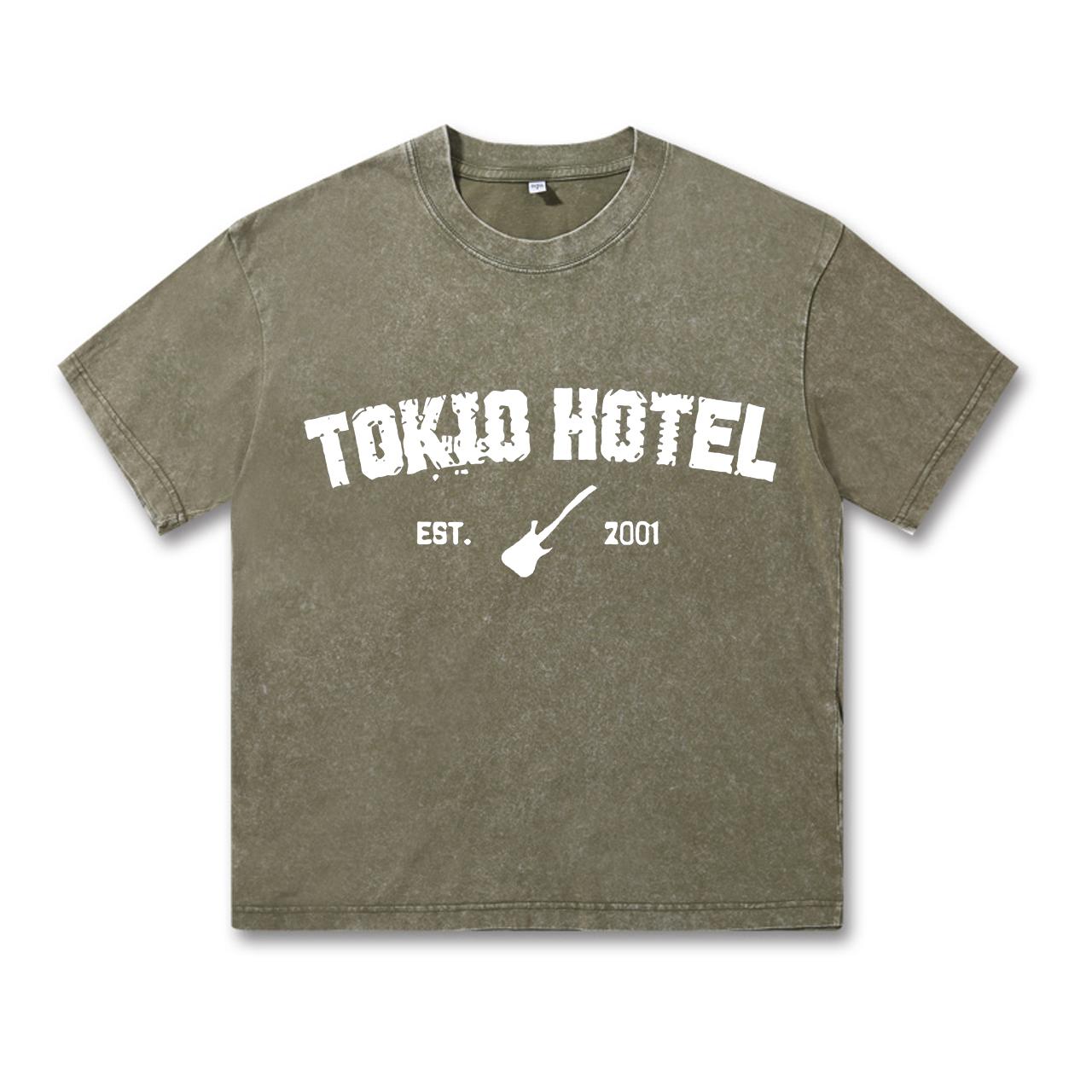 

Ретро-стираемая винтажная футболка Rock Band Tokio Hotel Футболка Kaulitz Мужская модная повседневная толстовка-пуловер Мужская женская футболка 3XL