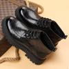 Fashion Outdoor Men High Top Leather Shoes Classic Black Leather Boots Motorcycle Breathable Riding Mid-calf Ankle Boots Warm Work Shoes