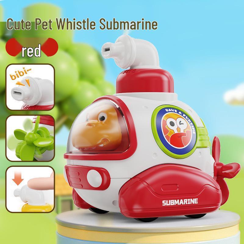 Children s Cartoon Submarine Press-and-Go Car with Whistle - Boys Toy and Kindergarten Gift