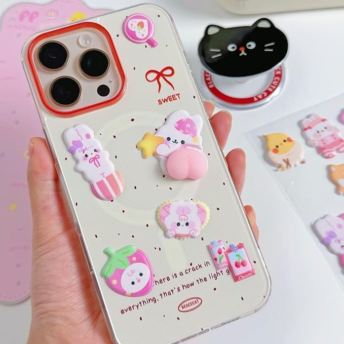 Cute Squishy Butt Animal Character 3D Cute Pop Stickers for Smartphone Diary Reward Glitter Album Decor Stickers, Cases, Stickers, Stickers, Decor,