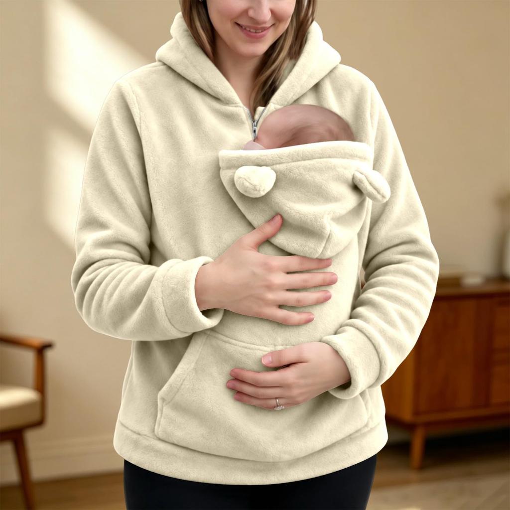 Women's Casual Oversized Half-Zip Sweatshirt with Large Front Pocket for Everyday Wear