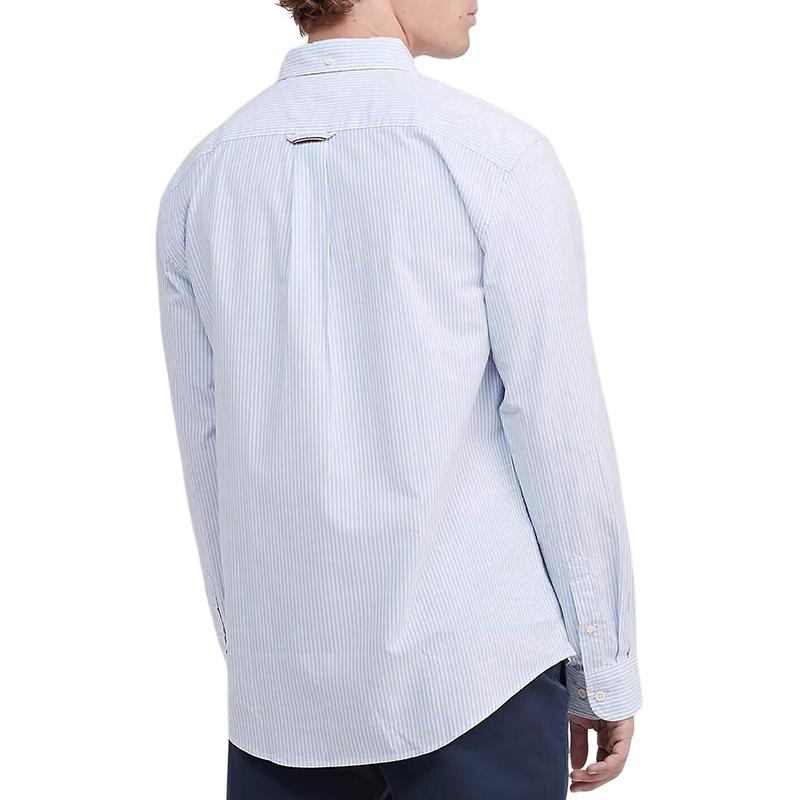 Tommy Hilfiger Striped Slim Fit American Casual Business Single Breasted Long Sleeve Shirt Men shirts Blue White 78J8439-400