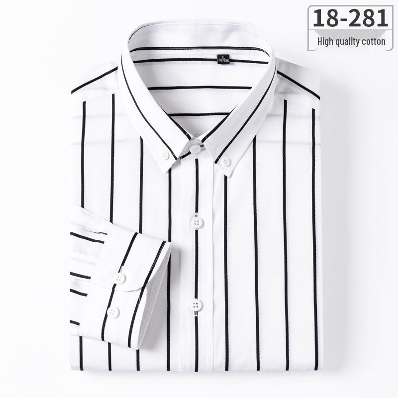 Men's Slim Fit Plaid Striped Pure Cotton Shirt